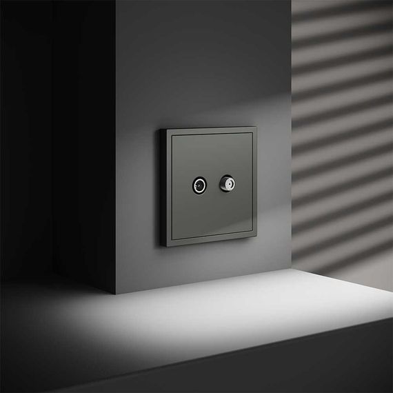 Розетка телевизионнная встраиваемая Voltum S70 оконечная TV+SAT, (титан) VLS060406