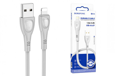 Кабель Borofone BX98 USB-Lightning 2.4А 1м PVC Gray
