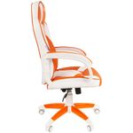 Кресло игровое Helmi HL-S17 "Arrow", экокожа, белая/оранжевая, механизм качания