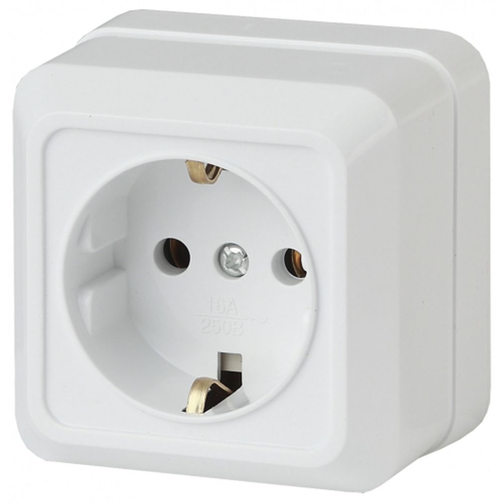 Розетка Intro Quadro 2-202-01 с заземлением 2P+E Schuko 16А-250В IP20 ОУ белый | Intro Quadro