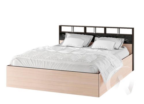 Кровать 1;6м Спальня Эрика (венге/ дуб молочный) с осн. ортопед. с подъемным механизмом