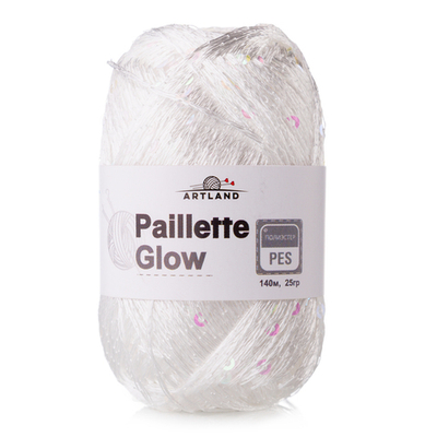 Добавочная нить п/э с пайетками, 25 гр, 140 м, ультрабелый