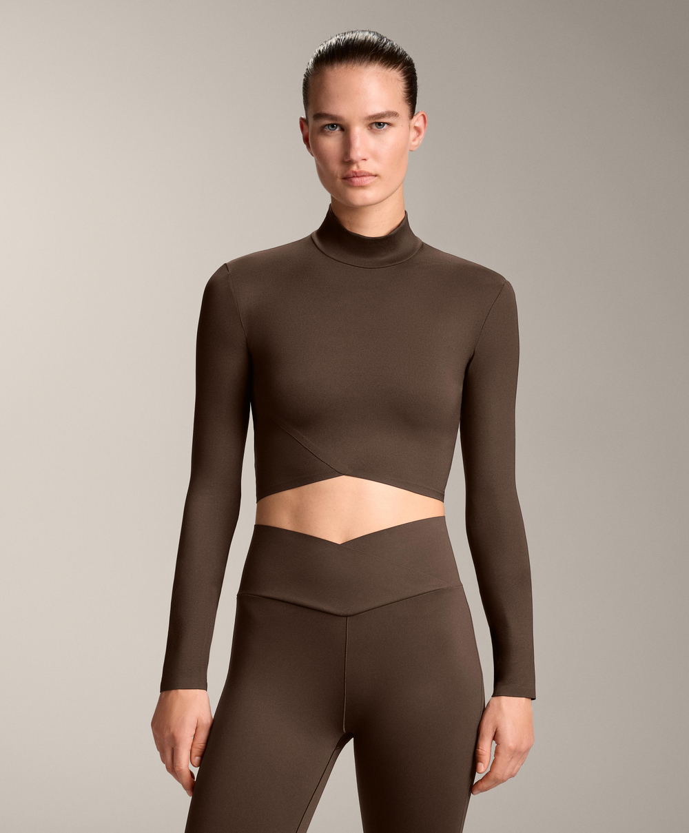 Oysho Футболка с длинным рукавом, темно-коричневый