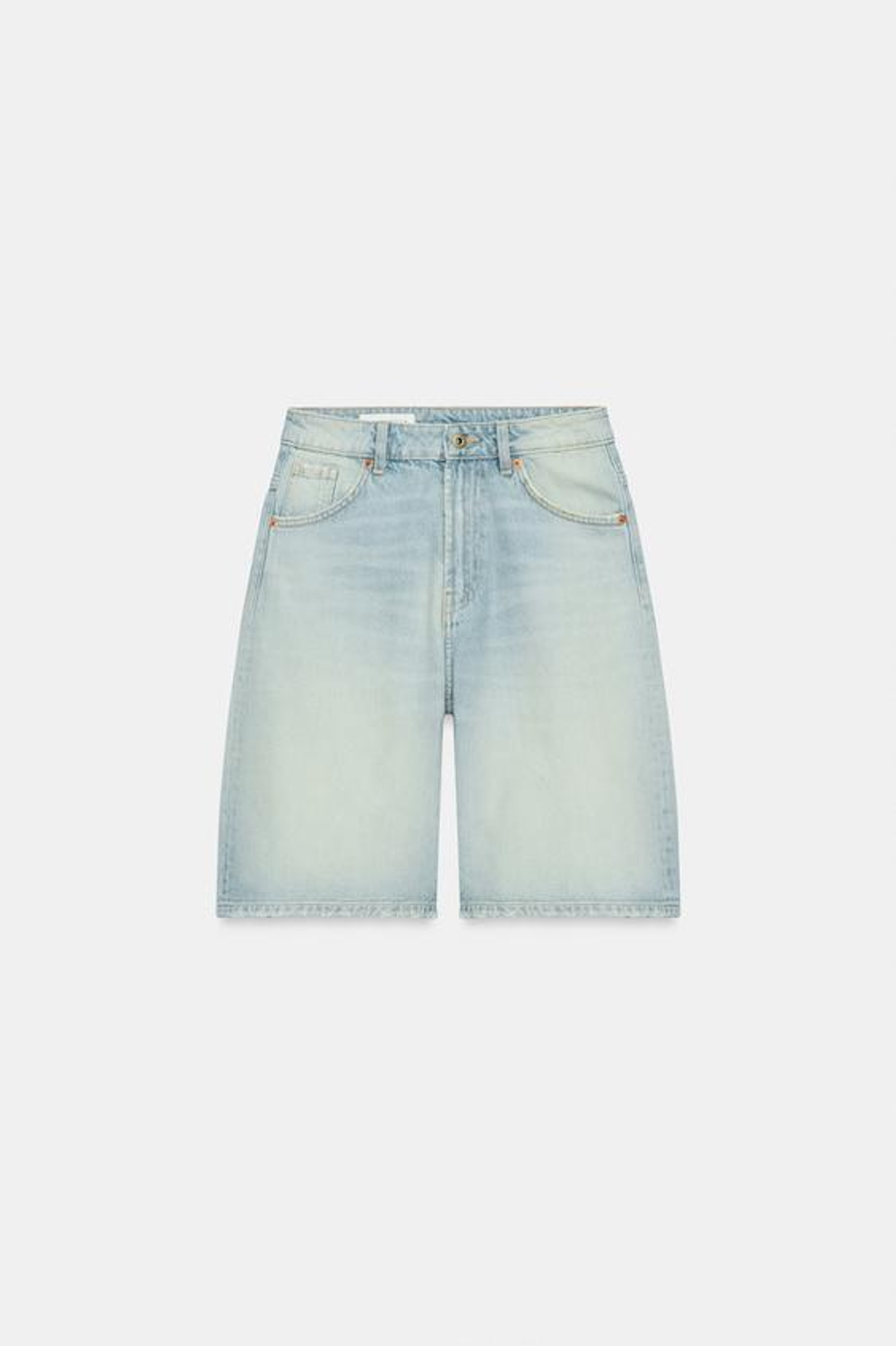 ZARA ДЖИНСОВЫЕ ШОРТЫ BAGGY TRF СО СРЕДНЕЙ ПОСАДКОЙ, ГОЛУБОЙ