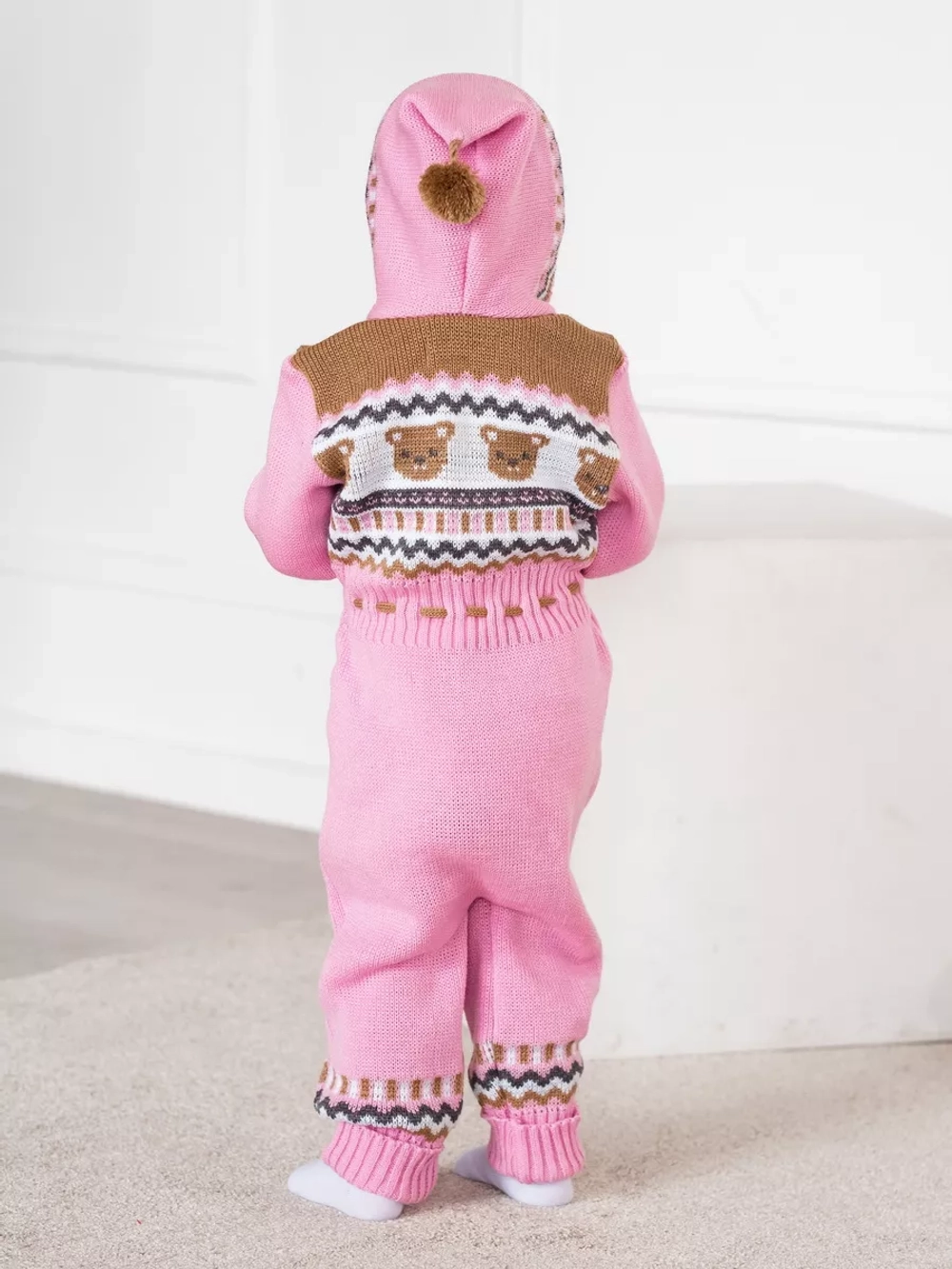 Вязаный комбинезон для новорожденных и малышей на молнии