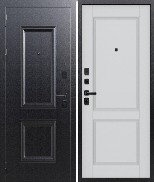 Входная дверь FlyDoors АРКАН ШТАМП Букле чёрный - Веллюто Бьянко