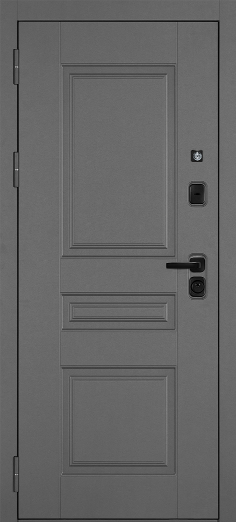 Серая входная дверь квартиры и дома с МДФ отделкой - 1011