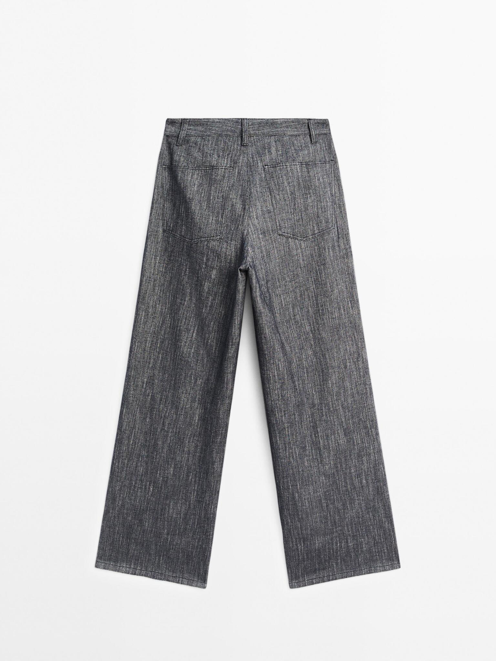 Massimo Dutti Широкие брюки со средней посадкой, серо-синий