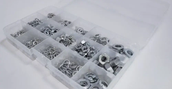 Комплект гаек и шайб М3, М4, М5, М6, М8 (плоская и гроверная) - 690 шт. в органайзере