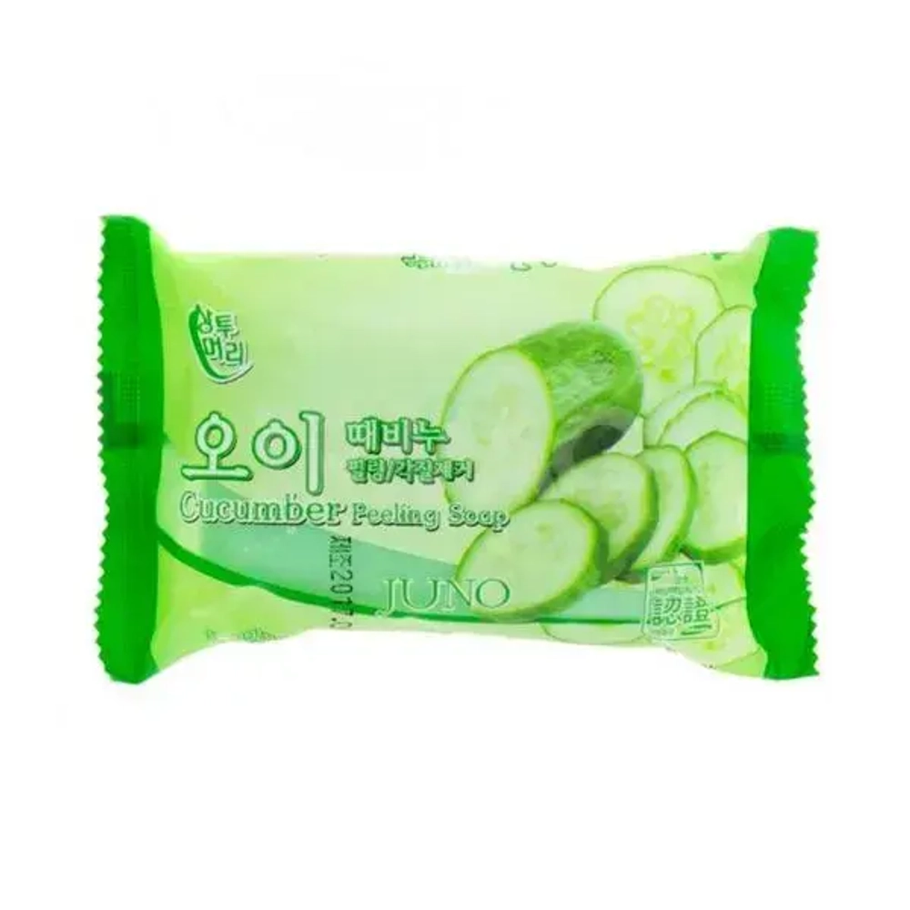Косметическое пилинг-мыло c огурцом Juno Cucumber Peeling Soap