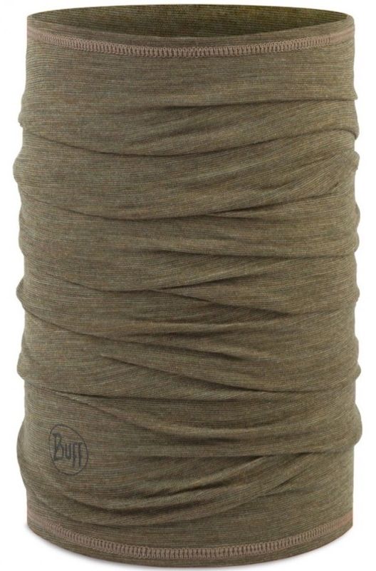 Тонкий шерстяной шарф-труба Buff Wool lightweight Moss Multistripes Фото 1