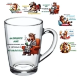 Кружка стеклянная 300мл «Приколы года» 6 видов D1334/20