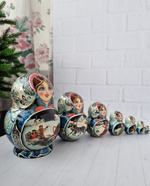 Матрёшка "Русская зима" 7мест 17см