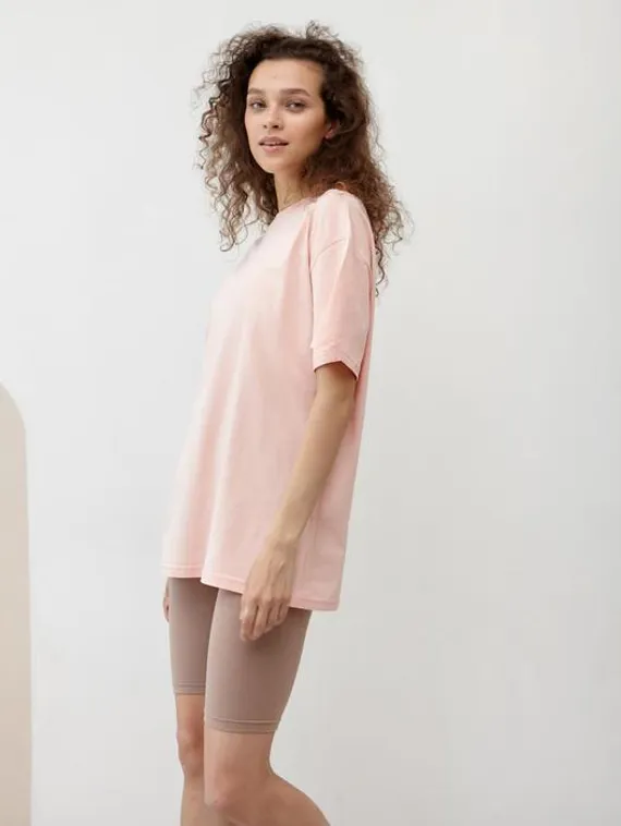Футболка женская MINAKU: Оversize, цвет персиковый, р-р 54