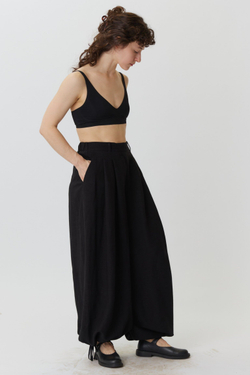 Длинные кюлоты из черного льна