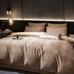 КПБ на резинке Сатин-Жаккард Тессоро MTR004, 4 наволочки, простынь 140*200*30