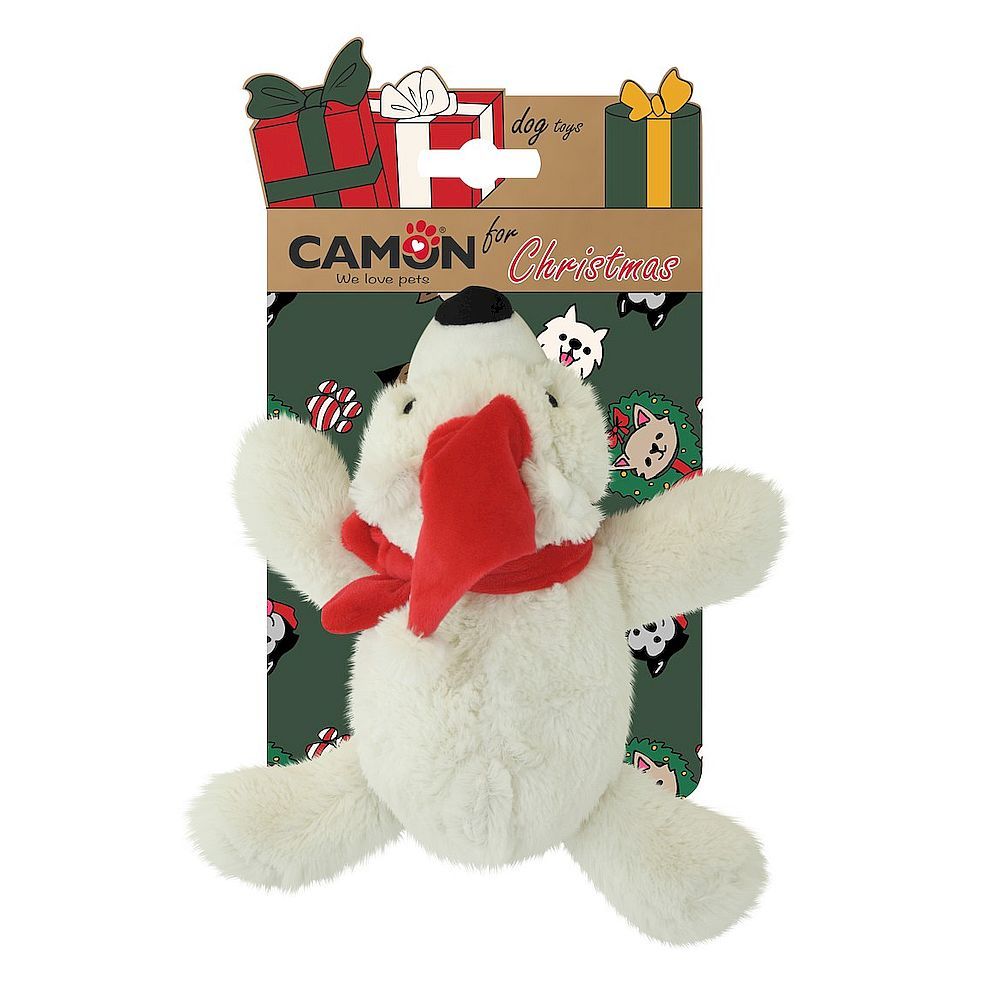 Игрушка Медведь плюшевый с колпаком Рождество 16см CAMON