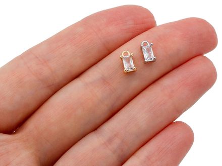 Подвеска Прямоугольная-mini с прозрачным кристаллом, 7,5мм
