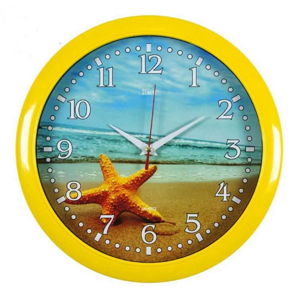 Часы 21 Bek настенные  6026-KL86 Жёлтые