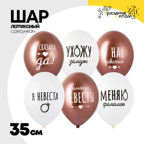 Шар латексный 35см Девичник стильный (Ассорти)