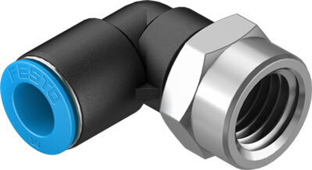 QSLF-3/8-10-B Угловой штуцер с цанговым зажимом и резьбой