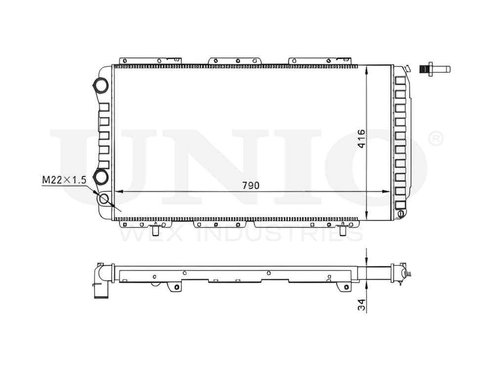 Радиатор охлаждения двигателя UNIO RAD-10074