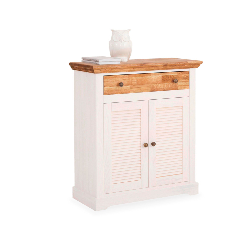 Комод белый с ящиком Асти из МДФ и натурального дуба