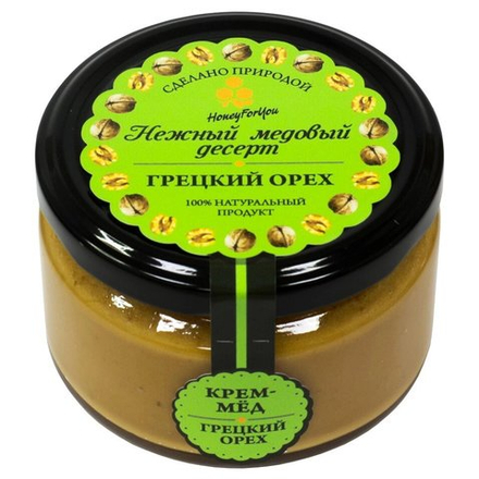 Нежный медовый десерт HoneyForYou "Грецкий орех", крем-мед, 250 г.