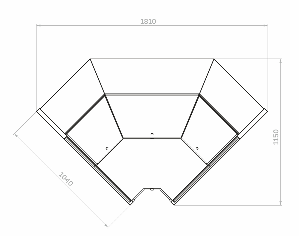 Гастрономическая витрина BAVARIA 4 Carboma GC110 VV-6-1 внутренний угол (версия 2.0) (без боковин)