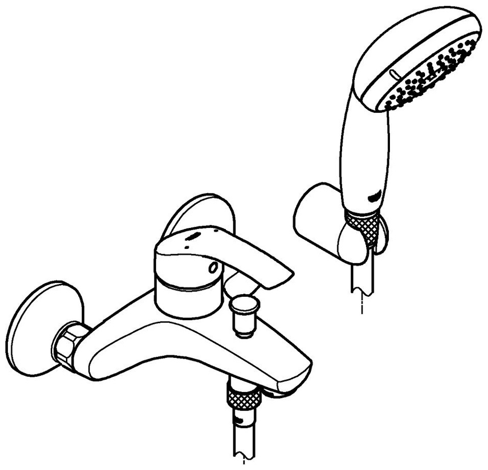 Смеситель для ванны GROHE Eurosmart New с душевым набором, хром (3330220A)