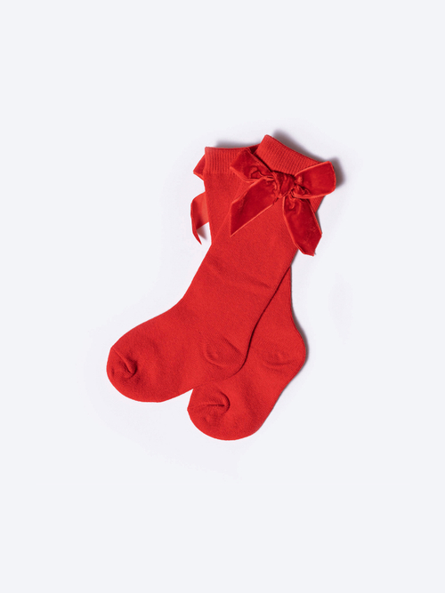 Гольфы с бархатным бантиком, Красный