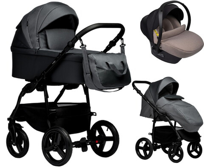Детская коляска Indigo Impulse Eco 3 в 1 с автокреслом Avionaut Cosmo Beige Ie06 серая кожа/серый