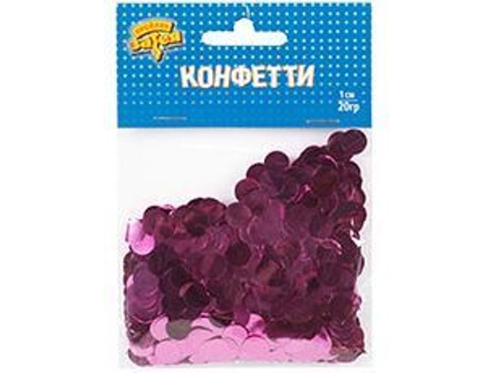 Конфетти фольга Круг, Ярко-розовый, 1 см, 20 г