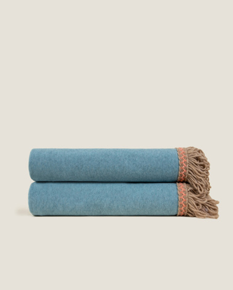Плед 160х200 Frati Home Soft Bamboo Pavone бирюзовый с тесьмой Rousseau