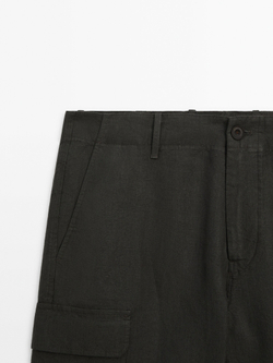 Massimo Dutti 100% льняные шорты-бермуды, зеленый