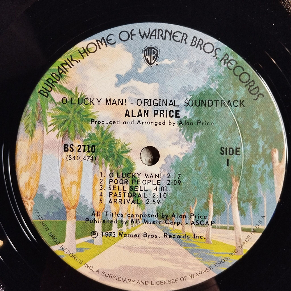 Винтажная виниловая пластинка LP Alan Price O Lucky Man О, Счастливчик Soundtrack (USA 1973)
