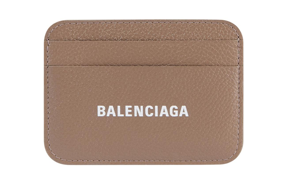 Balenciaga Cash Grain Calfskin Card Holder Card Holder Women"s Brown