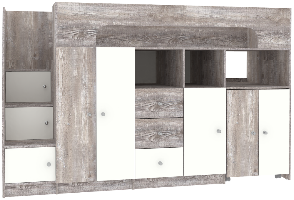 Кровать-чердак КарИВи Астра 11 Бетон Белый