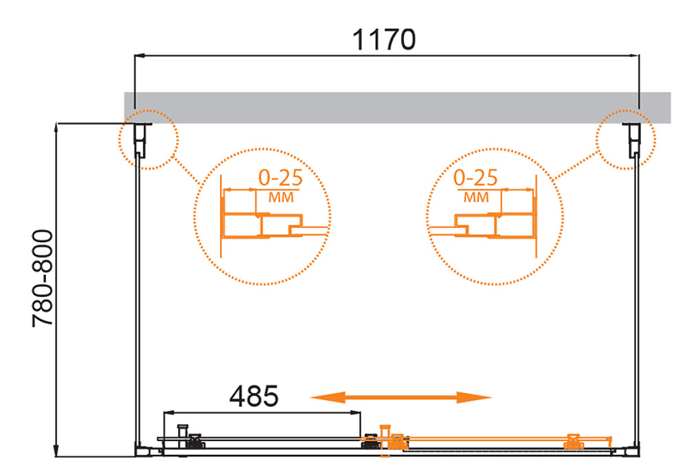 Душевой уголок Cezares Molveno 120x80 MOLVENO-AH-12-120/80-C-Cr-IV профиль Хром стекло прозрачное