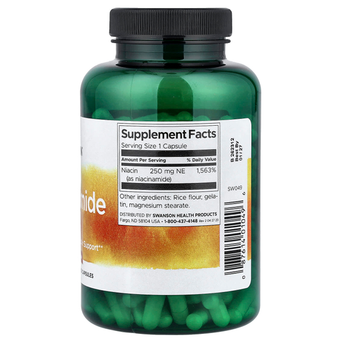 Swanson Vitamins, никотинамид, 250 мг, 250 капсул