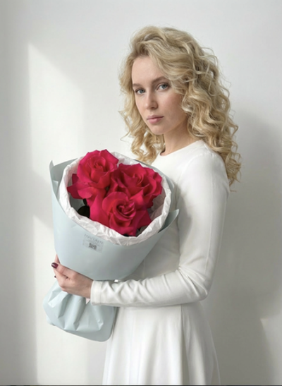 Малиновые французские розы (3шт)