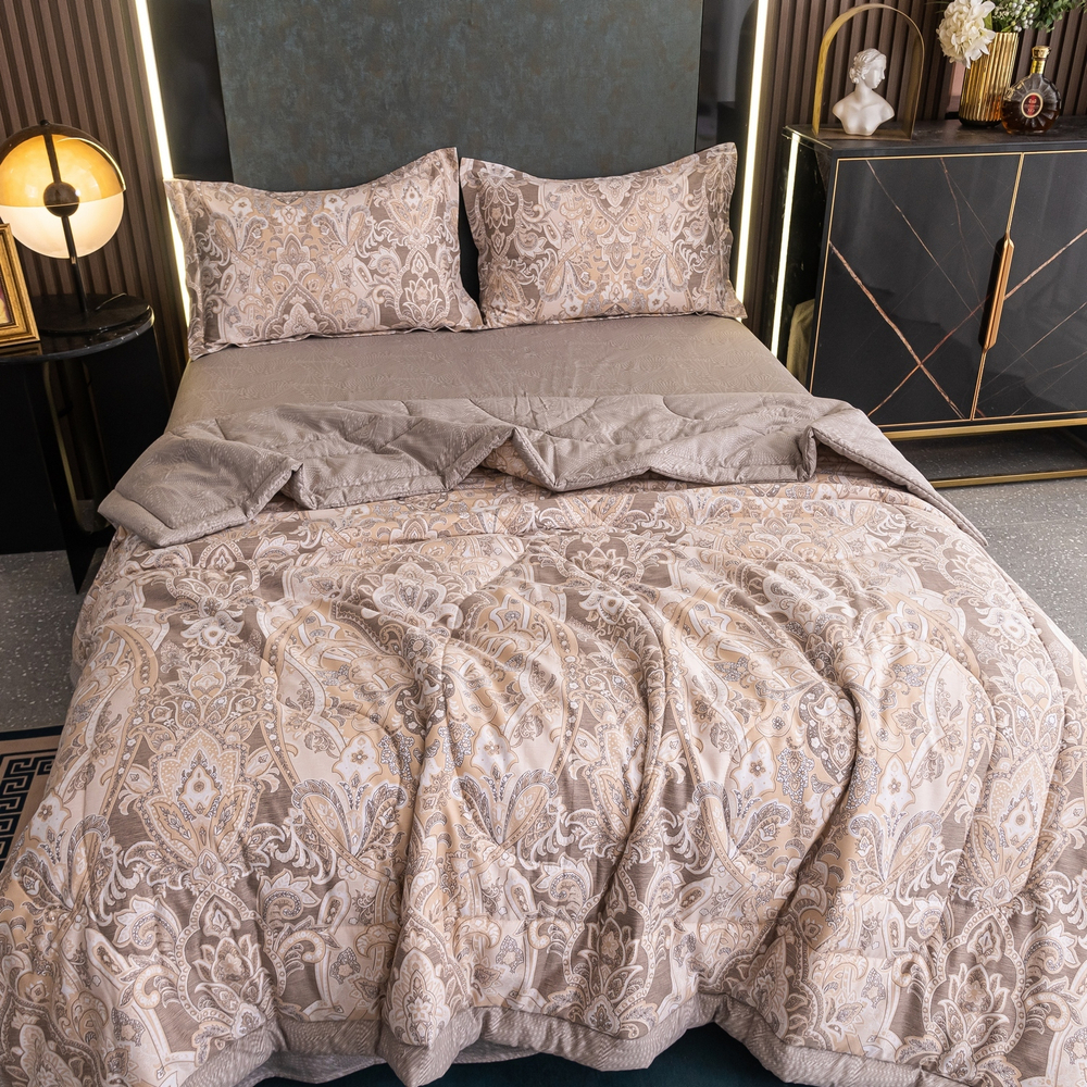 Комплект постельного белья Сатин с Одеялом 100% хлопок 160x80 на резинке OBR130