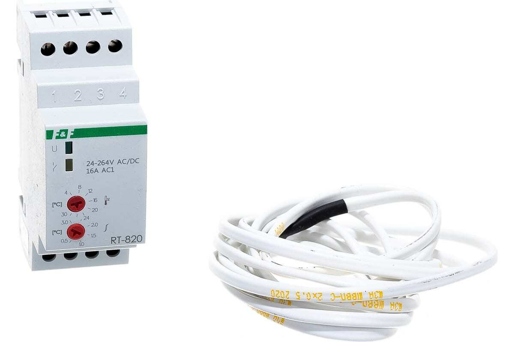 Реле контроля температуры RT-820 50-264В AC 16А 1NO/NC IP20 (от +4 до +30 град.C; с выносным датчиком в комплекте)