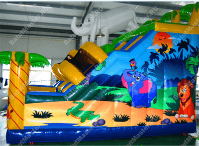 Детский надувной батут-горка "Задорный слонёнок"