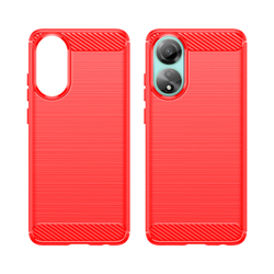 Мягкий чехол красного цвета в стиле карбон для OPPO A78 4G, серия Carbon от Caseport