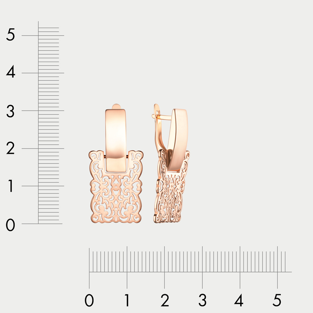 Длинные серьги для женщин из розового золота 585 пробы без вставок (арт. Сд3321)