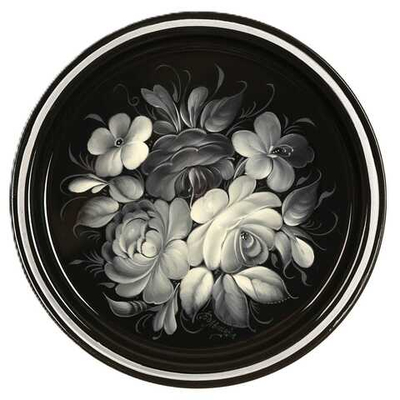 Жостовский поднос декоративный, размер 22 см (A5), металлический