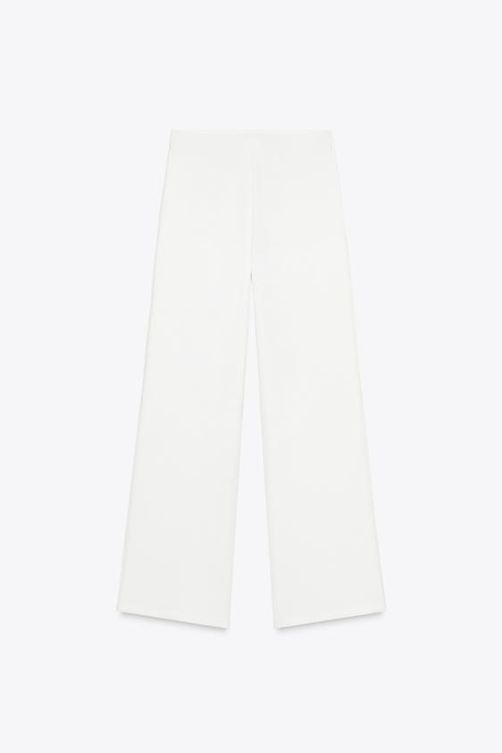 ZARA ШИРОКИЕ БРЮКИ ИЗ ТВИЛА, ЖЕЛТОВАТО-БЕЛЫЙ