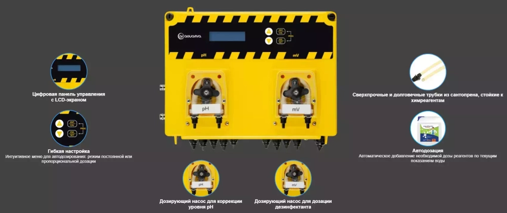 Станция дозирования перистальтическая - pH/Rx - 1.5 л/ч - полный комплект - 9900217163 - Pool Basic - AquaViva