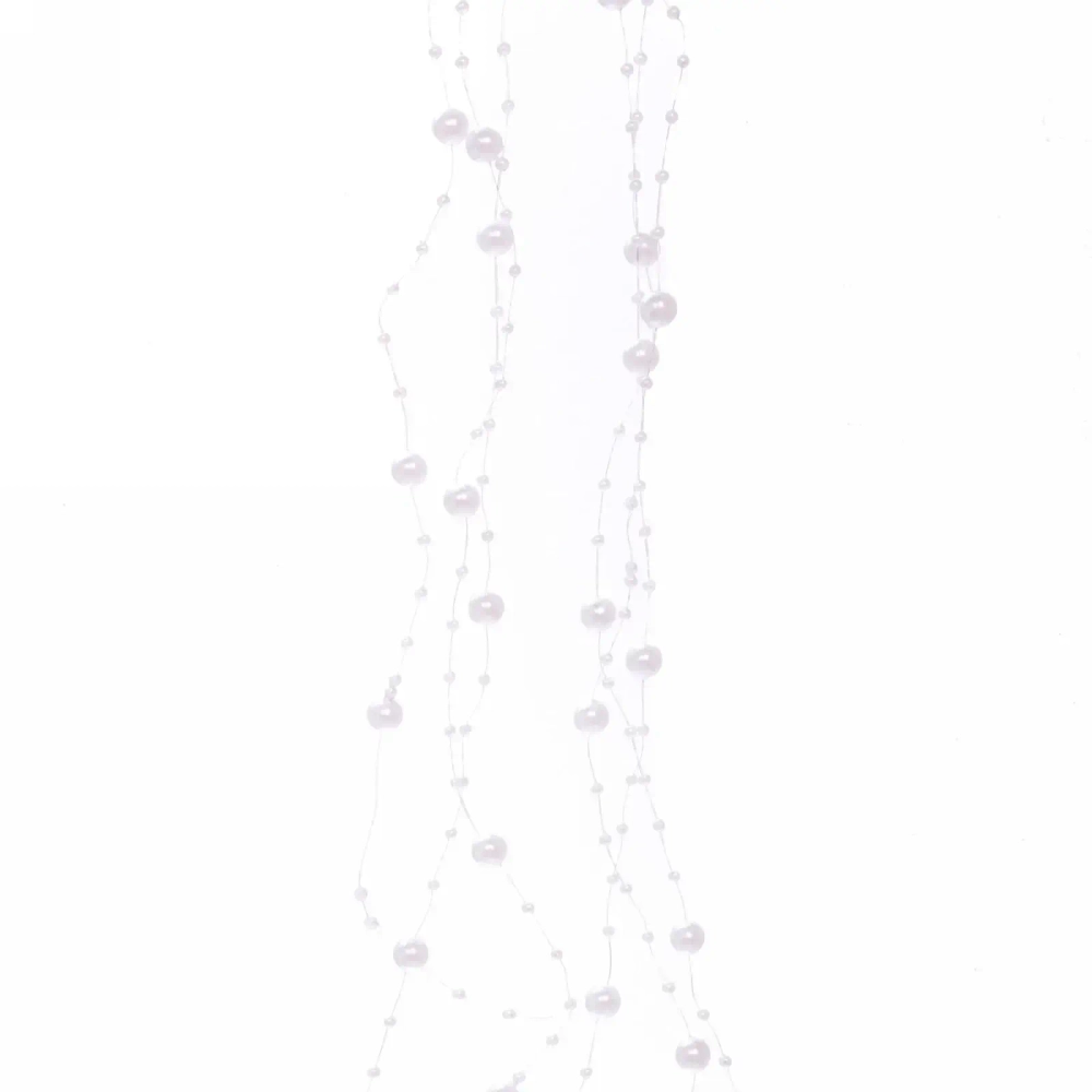 Бусы на ёлку 2м «Роса» d-7,5мм, Белый